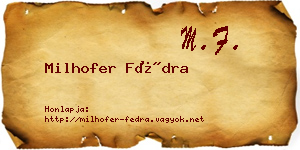 Milhofer Fédra névjegykártya